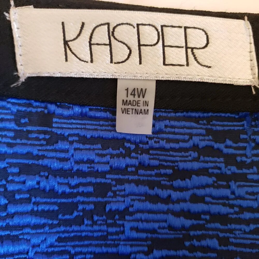 Kasper Womens Blue & Black Lightweight Organza Mixed Texture Jacket w/Skirt. 14W - Picture 9 of 16